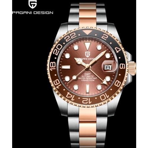 Pagani Design Brand GMT Wristwatch Mens Automatic Mechanical Watches Luxury Sapphire Glass Stainless Steel Waterproof Watch Man