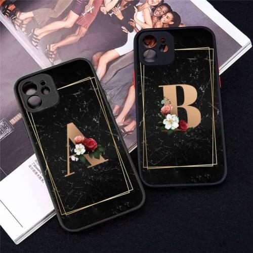 Phone Case For iphone 12 11 8 7 plus mini x xs xr pro Fashion Tides 26 Letter A-Z max matte transparent cover