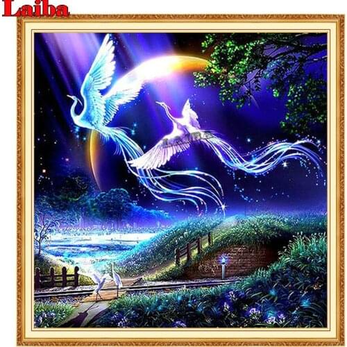Diy Full Diamond Painting Cross stitch new Animal Peacock Birds Lover Phoenix full Resin Drill side view for Home Decor Picture