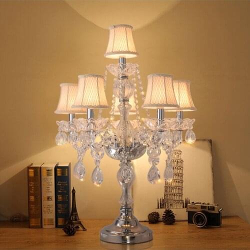 European luxury crystal table lamp bedroom bedside lamp atmosphere highgrade large living room French palace villa table lamp