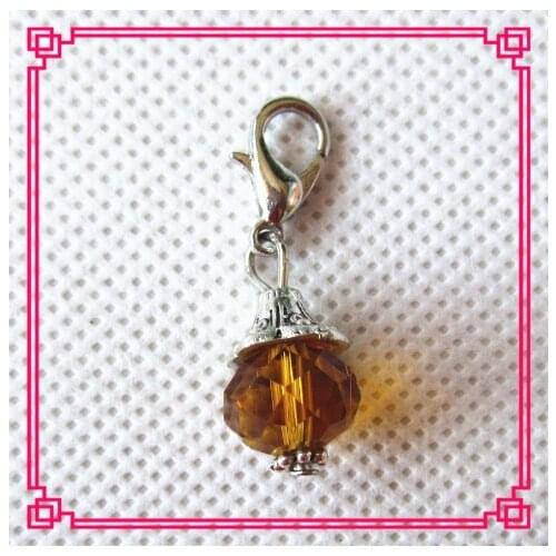 Hot selling 10pcs/lot 10mm coffee rhinestone crystal dangle charms lobster clasp charms for glass floating lockets