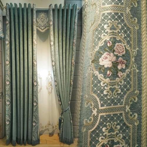 High-end Velvet Gilded Curtains for Living Dining Room Bedroom Blackout Curtains High End European style Luxury Window Valance