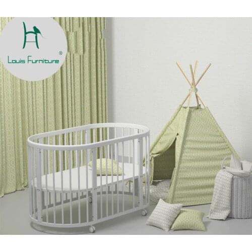 Louis Fashion Children Beds Multifunctional Baby Solid Wood Protection