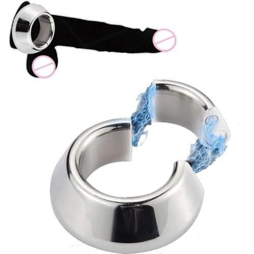Magnetic Metal Cock Rings Heavy Duty Restraint Ring Lock Traning Stretcher Scrotum Testicle Ball Bondage Sex Toys For Men Gays