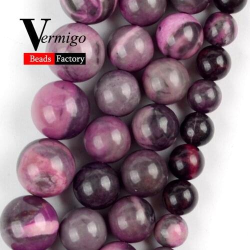 Natural Stone Rose Red Jades Round Beads for Jewelry Making 6/8/10mm Spacer Beads Diy Bracelet Necklace Accessories