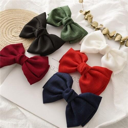Oversized Bow Hair Clip Headwear Ponytail Clip Woman Hair Beauty Styling Accessories Fashion Vintage Korean Pearl and Linen