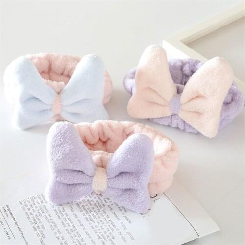 New Coral Velvet Soft Headband Bow Hairbands Elastic Hair Band Women Girls Wash Face Makeup Bowknot Hair Holder Hair Accesories