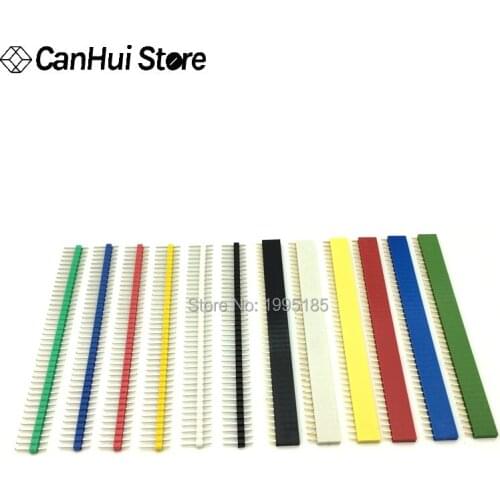 2.54mm Single Row Female PCB Board Pin Header Connector Strip Pinheader 1*40 pin colourful socket 1x40Pin Yellow Blue Red Green