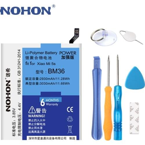 Original NOHON BM36 Battery For Xiaomi Mi5S Mi 5S High Capacity 3030mAh Replacement Mobile Phone Bateria Free Repair Tools Track