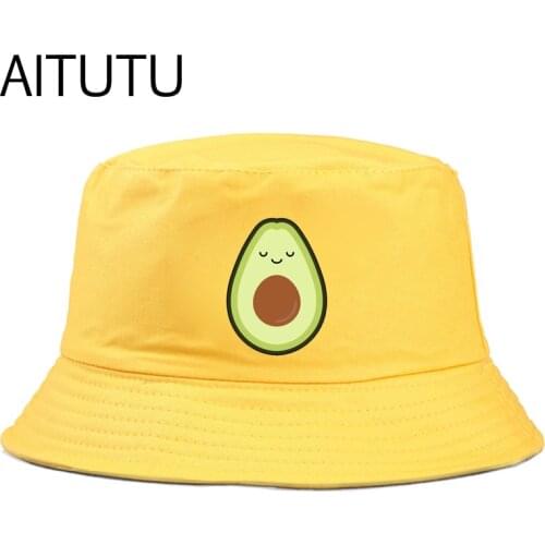 Avocado Cartoon Bucket Hat girls boys Panama Fishing Cap Cute hiking Hat Femme Bob Chapeau Outdoor Sun Fisherman Hat women