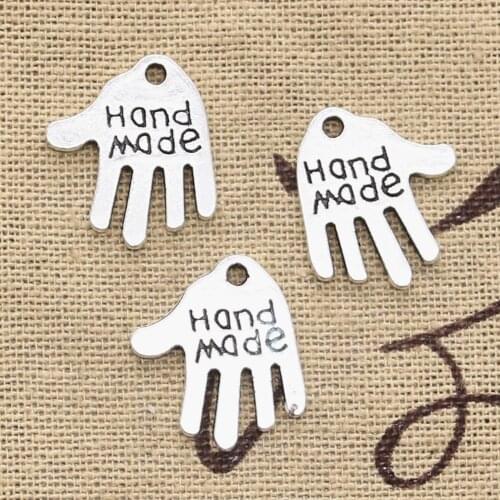 12pcs Charms Palm Hand Made Handmade 18x16mm Antique Making Pendant fit,Vintage Tibetan Silver color,DIY Handmade Jewelry