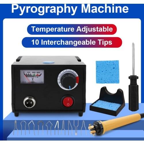 110V/220V Adjustable Temperature Wood Burner Pyrography Pen Burning Machine Gourd Crafts Tool Set With Welding Wire