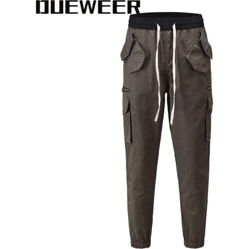 Dueweer Urban Streetwear Cargo Joggers Pants Hip Hop Multiple Pockets Biker Pants Men Loose Casual Cargo Mens Trousers