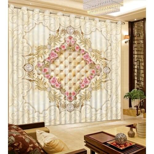 Curtains for living room Luxury Blackout 3D Curtains For Living room Bedding room Office soft flower curtains