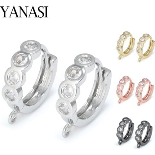 Round Circle 14mm Zircon Earring Hooks Accessories for DIY Woman Tassle Wedding Earring Making Hoop Earring