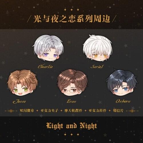 Light and Night Evan Sariel Charile Jesse Osborn Badge Button Brooch Pins Cosplay Anime Stationery PP Small Clip Clothing Decor