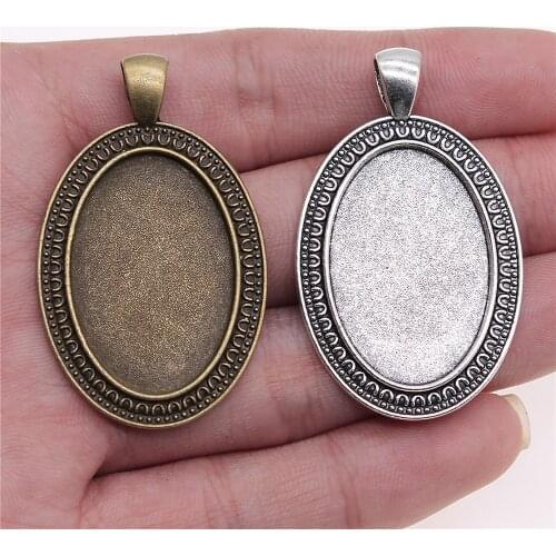WYSIWYG 4pcs 20x30mm Inner Size 47x29mm Outer Size Vintage Antique Bronze Alloy Oval Shape Cameo Cabochon Base Setting