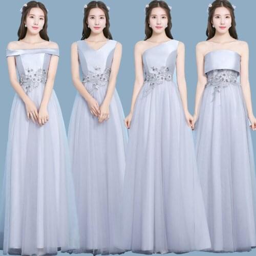 Embroidery Flower Plus Size A Line Formal Sister Party Guests Dusty Blue Pink Women Long Party Dresses Summer Dress Women Dress