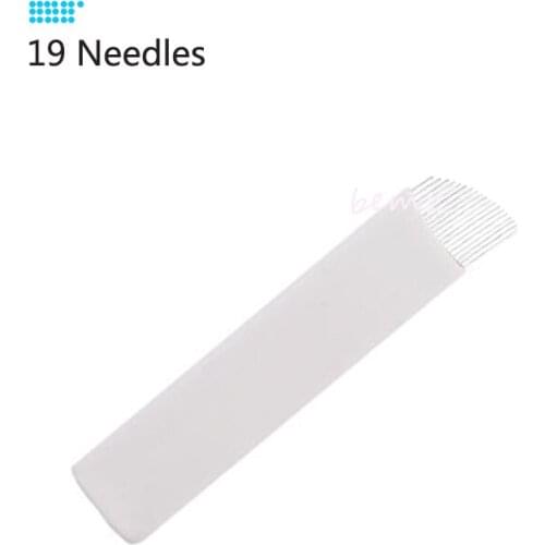 10Pcs 19Pin 3D Embroidery Sterilized Stainless Steel Permanent Makeup Needles For Eyebrow Lip Embroidery Microblading Supplies