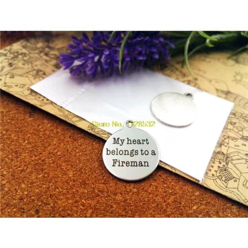10pcs-stainless steel Charms "My heart belongs to a fireman " DIY Charms Pendants for necklace/bracelet/keychain DIY jewelry