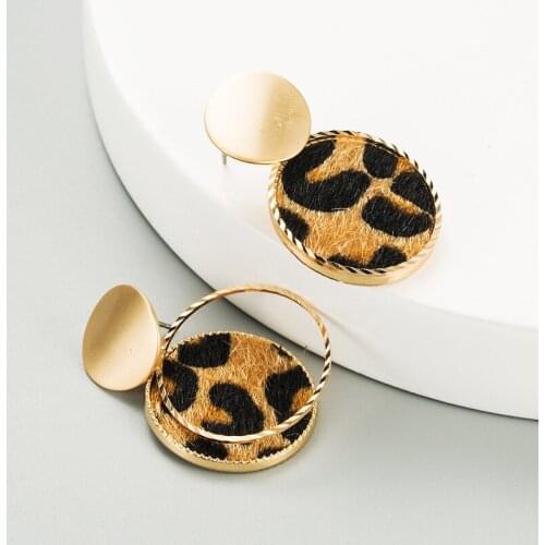 2021 New Fashion Lovely Metal Leopard Print Drop Earrings Round Dangle Earrings Party Female Jewelry 3 Color For Choose