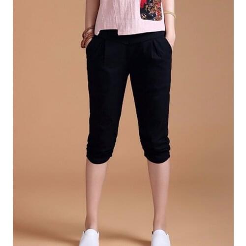 2021 Summer Womens Pants Capris High Elastic Waist Casual Pants Thin Loose Harem Pants Plus Size Women Clothing