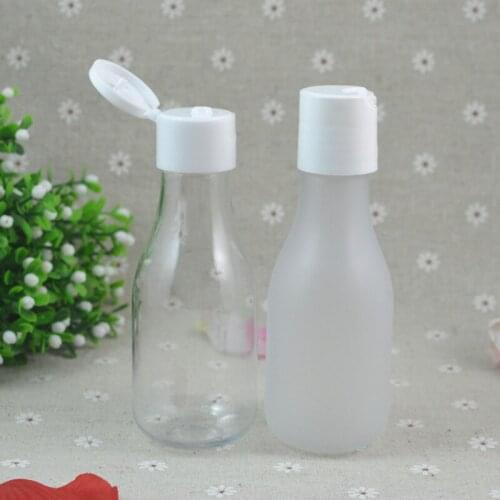 60pc/lot 100ml Clear/Frost Plastic Lotion Bottle, Flip Cap,Empty Cream Container,Refillable Cream Bottle,4oz PET Jar Click Top
