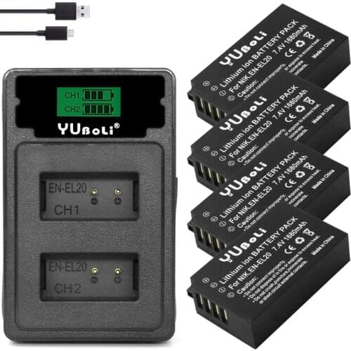 4Pcs EN-EL20 EN EL20 ENEL20 Camera Battery for NIKON 1 J1 J2 J3 S1 AW1 Coolpix A PM006 CAMERA S S1