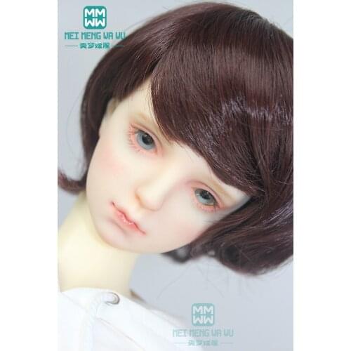 Dolls Accessories for 1/3 1/4 1/6 BJD/SD doll wigs head Clear Silicone Cap Dark brown bangs curls dolls hair