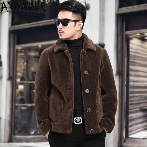 AYUNSUE men clothing 2020 mens jacket winter korean clothes genuine wool fur coat double sides wear coats homens jaqueta LXR579