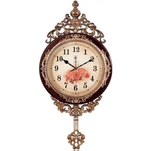 Luxury Large Wall Clock Pendulum Gold Silent Clock Vintage Living Room Retro Metal Wall Clocks Shabby Chic Home Decor Modren Hot