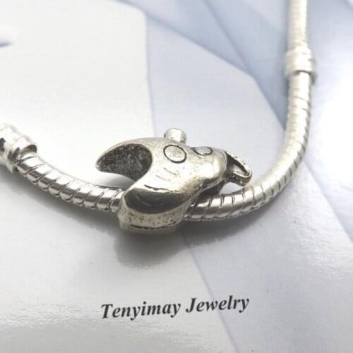 Fish Shape Shape Antique Alloy Beads European Charm Beads For Snake Chain Bracelet LB829