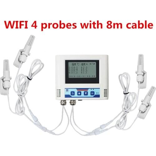 WIFI Temperature Humidity Transmitter Sensor Across gateway Wifi Connection LCD Display 4 External Probe Environmental monitor