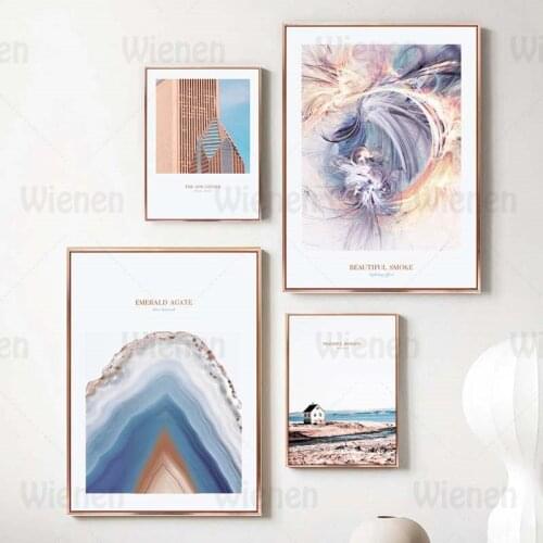 Nordic Canvas Painting Peaceful Morning Landscape Emerald Agate Beautiful Smoke Poster Home Decoration for Living Room Wall Art