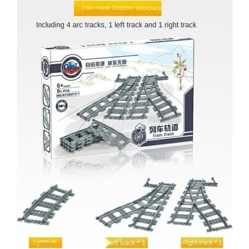 City Trains Flexible Tracks Forked Straight Curved Rails Switch Building Block Bricks High-Tech Creator Toys for kids gifts
