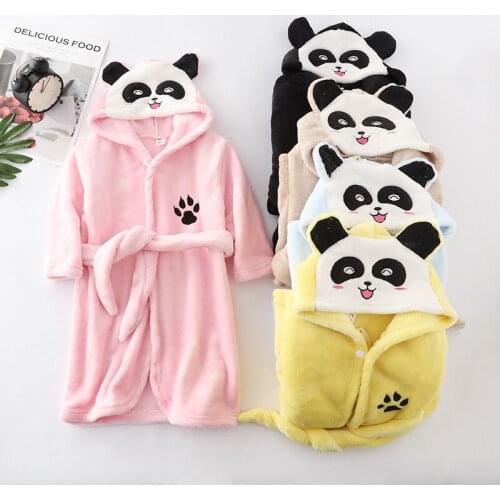 Autumn and winter baby girl bathrobe children pajamas soft velvet warm hooded children robe towel toddler boy clothes