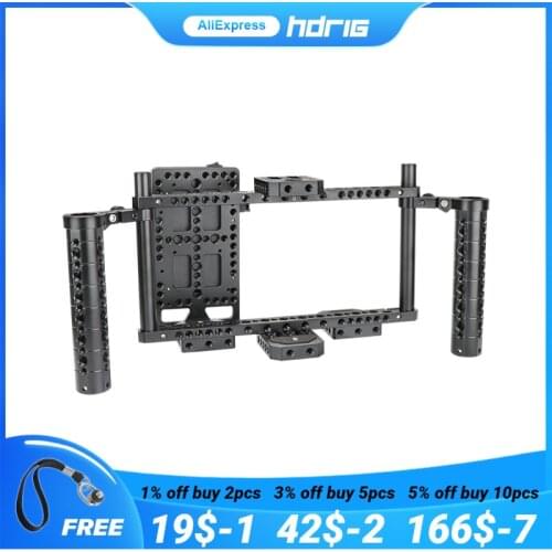 HDRiG Adjustable Handheld Monitor Cage Kit For 5"/7" Monitor With Cheese Handle & Power Supply Splitter