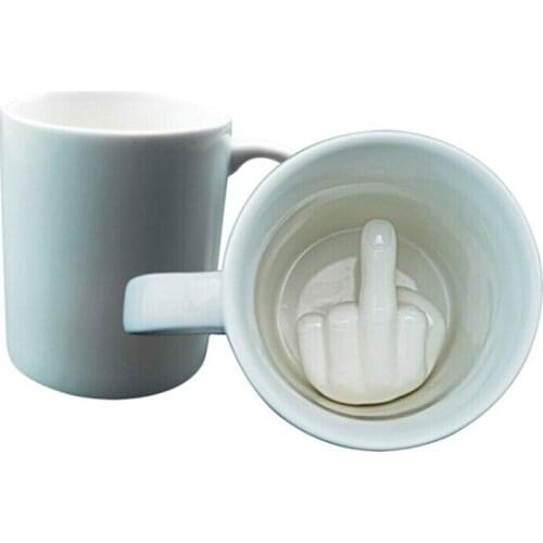3D White Middle Finger Style Coffee Cups and Mugs Novelty MixingTea Milk Cup Creative Ceramic Mug Enough Capacity Water Cup