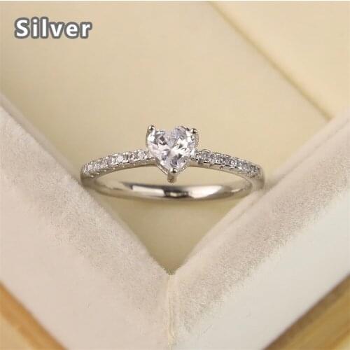 Japan and South Korea contracted s925 silver mozambiques diamond engagement ring set zircon heart love rings
