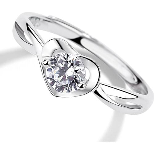 Heart-shaped 925 Sterling Silver Ring Confession Success Gift Luxury Exquisite Engagement Cute Romantic Love Attractive Jewelry