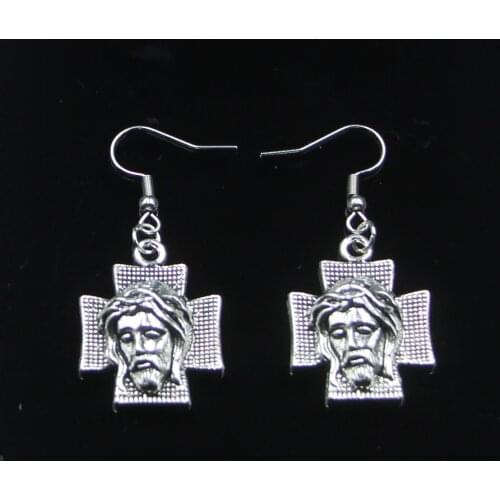 Fashion Handmade Simple Design 28*22mm Cross Jesus Drop Earrings For Women Gift Fashion Jewelry Cute Small Object