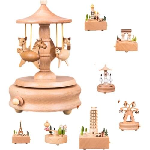 Windmill Music Box,Wooden Crafts,Famous Architecture Music Box,Wooden Music Box,Home Decor,Christmas Decorations for Home