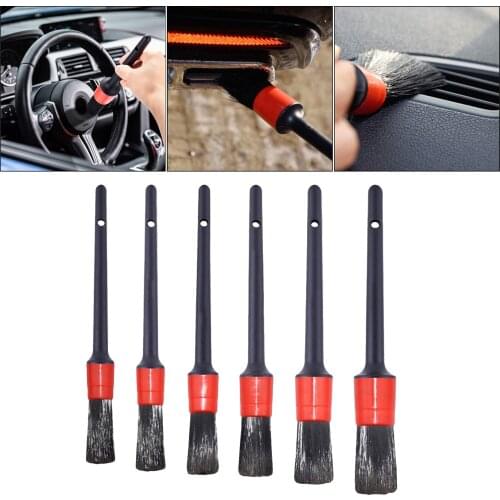 6 Pcs Car Detailing Brush Set For Cleaning Wheels Engine Air Vents