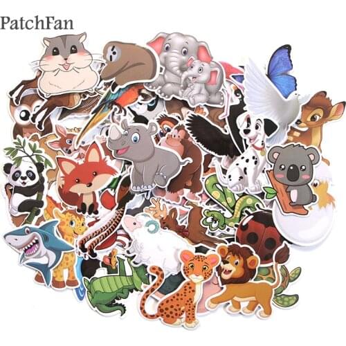 Patchfan 48pcs Animal zoo world Kids Toy Sticker for DIY scrapbooking album Luggage Laptop Phone notebook decals Sticker A1397