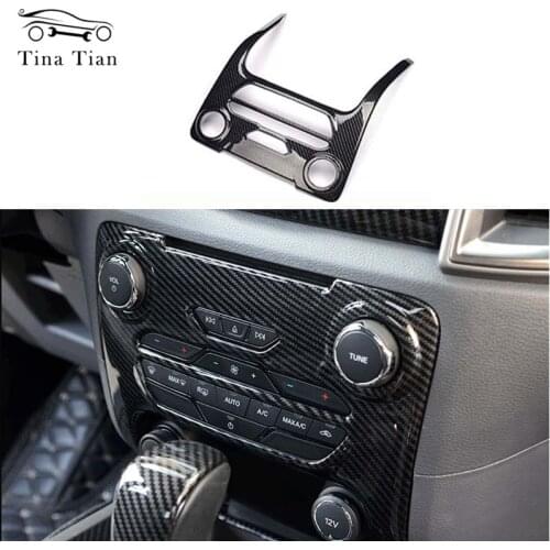 Carbon Fiber Color Center Console Frame Gold Button Cover Fit For 2015 2016 2017 2018 2019 Ford Ranger Everest Endeavor