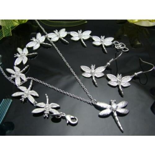 S328 S925 Hot Selling - jewelry set, fashion jewelry set Dragonfly Ring Drop Earrings Bracelet Necklace /apqajgxa bbiajspa