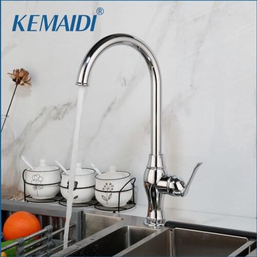 KEMAIDI 360 Swivel Deck Mount Single Handle Rotated Kitchen Chrome Bathroom Basin Sink Water Vessel Lavatory Tap Mixer Faucet