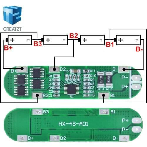 GREATZT 4S 14.8V 12A Li-ion Lithium Battery 18650 Charger Protection Board 16.8V