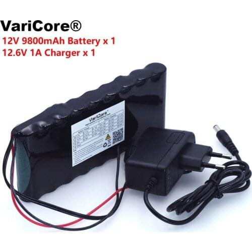 VariCore 12 v 9.8Ah 9800mAh 18650 Rechargeable Battery 12V Protection Board CCTV Monitor battery DC 5.5*2.1mm+12.6V 1A Charger