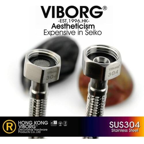 VIBORG Top Quality 30CM SUS304 Stainless Steel Flexible Braided Water Supply Hose for Water Heater Connector Pipe Tube & Toilet
